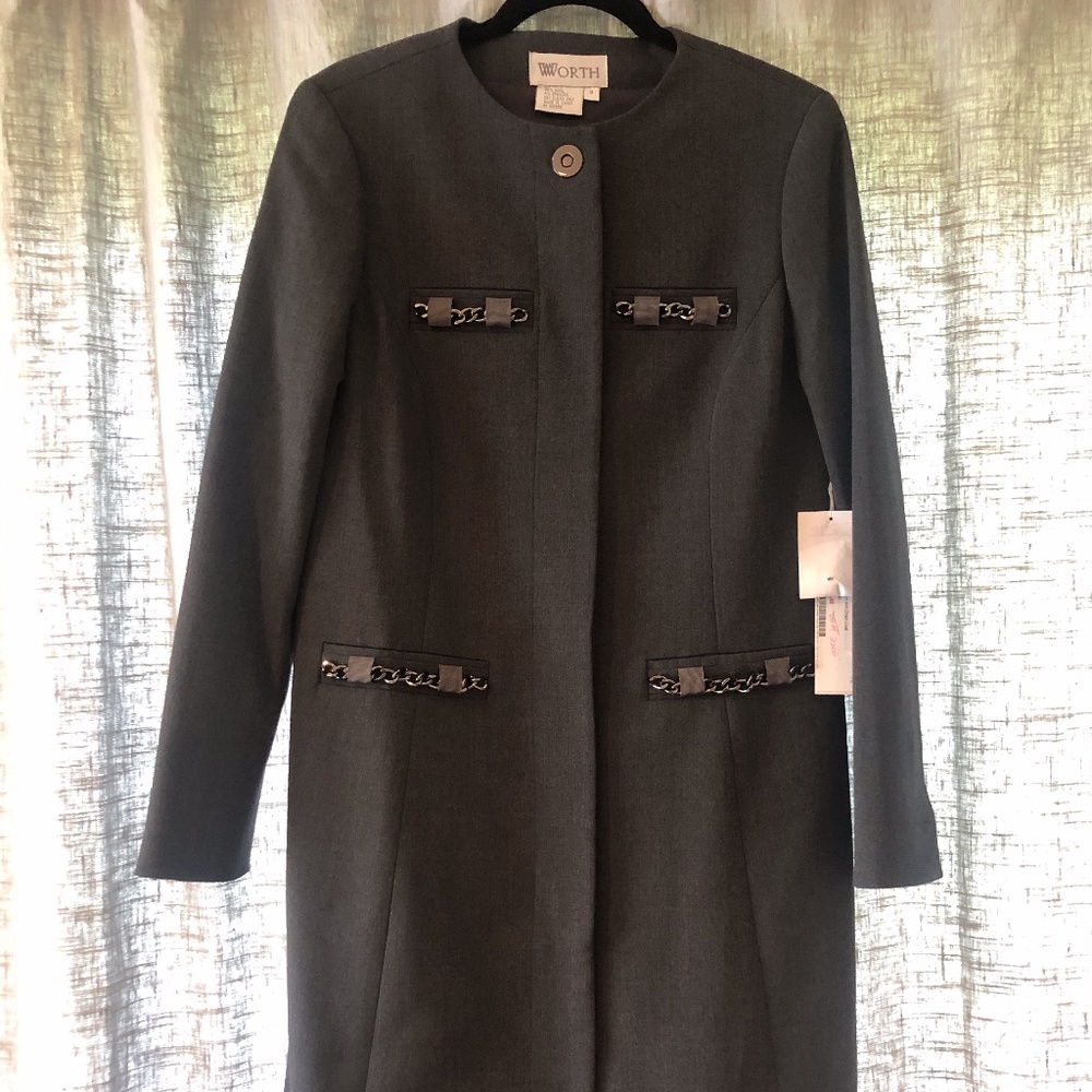 NWT Worth Ribbon and Chain Slate Coat